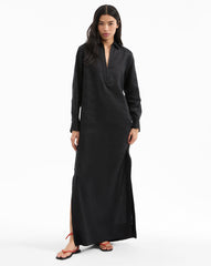 Moore Linen Maxi Dress in Black