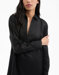 Moore Linen Maxi Dress in Black