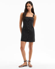 Nico Linen Mini Dress in Black