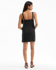 Nico Linen Mini Dress in Black