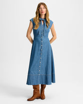 Honora Denim Midi Shirtdress in Blue Denim