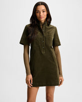 Koulis Mini Shirtdress in Green Corduroy Cypress