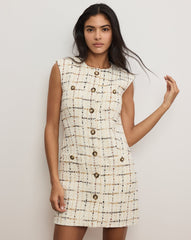 Tamara Tweed Mini Dress in Ecru Multi