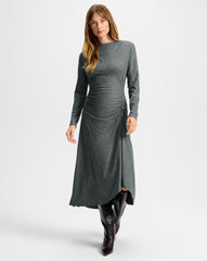 Theodora Wool Midi Dress in Medium Heather Grey