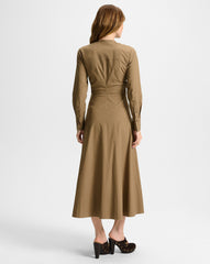 Honora Midi Shirtdress in Brown Lichen