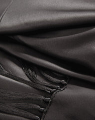 Wyndham Asymmetric Silk Midi Dress in Black