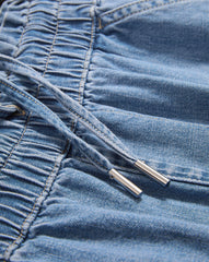 Nessie Denim Drawstring Short in Medium Wash Amethyst Frost