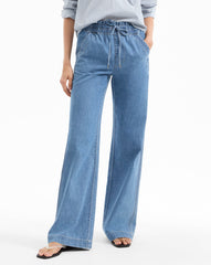 Dunford Wide-Leg Drawstring Pant in Blue Wash