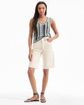 Charlotte Longline Denim Short in Ecru