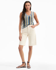 Charlotte Longline Denim Short in Ecru