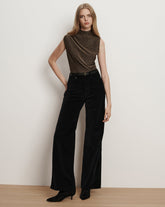 Taylor Velvet Wide-Leg Pant in Black