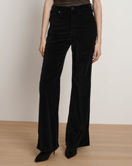 Taylor Velvet Wide-Leg Pant in Black