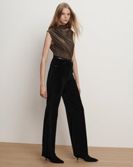 Taylor Velvet Wide-Leg Pant in Black