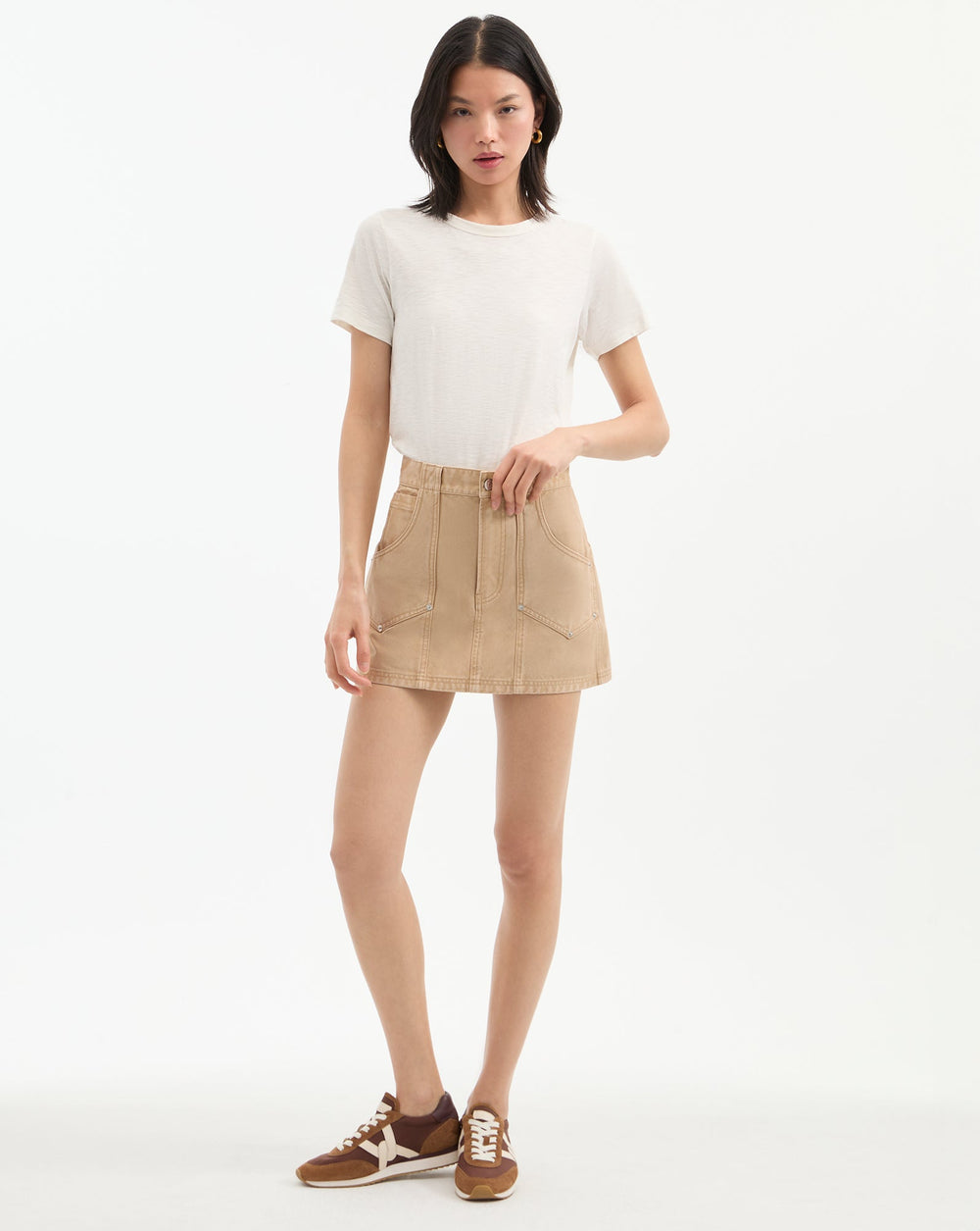 Stelene Denim Skirt in Stone Khaki