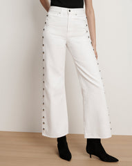 Taylor Studded Wide-Leg Jean in White