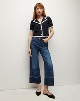 Taylor Released Hem Cropped Wide-Leg Jean in Bright Blue
