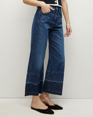 Taylor Released Hem Cropped Wide-Leg Jean in Bright Blue