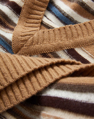 Blue & White Stripes Dark Acorn Multi Helenka Wool Sweater Vest in Brown
