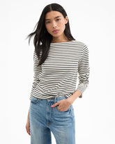 Hovey Striped Top in Dove/Black & White