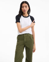 Mason Short-Sleeve Baseball Tee in White & Navy