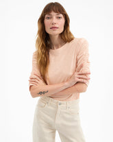 Waldorf Ruched-Sleeve Tee in Soft Coral