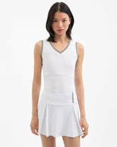 Spin Striped-Trim Tank Top in White