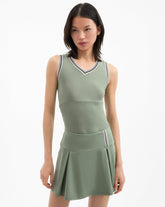 Spin Striped-Trim Tank Top in Thyme