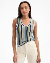 Neveah Knit Tank Top in Green & Blue Stripes Stone Army/Lake Mist Multi