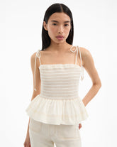 Ophelia Smocked Tank Top in Dove