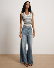 Ezinna Knit Tank Top in Blue Stripes Dove Multi