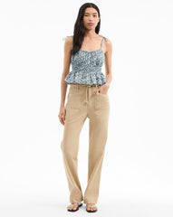 Erving Floral Peplum Top in Pale Blue Lake Mist Multi