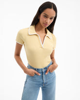 Kearney Polo Tee With Contrast Piping in Yellow Chamomile