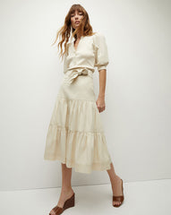 Coralee Puff-Sleeve Tee in Limestone