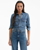 Noah Denim Button-Down Shirt in Rebel Blue