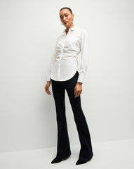 Bosco Ruched Shirt in White Cinched Shirt