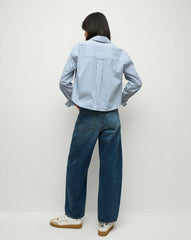 Khai Cropped Tunic Top in Blue/White Stripe