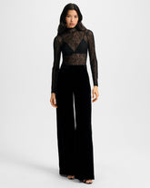 Alex Velvet Wide-Leg Pant in Black