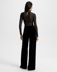 Alex Velvet Wide-Leg Pant in Black