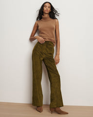 Grigore Corduroy Wide-Leg Pant in Moss Green