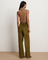Grigore Corduroy Wide-Leg Pant in Moss Green