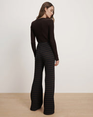 Yadira Kick-Flare Pant in Navy & Brown Stripes Navy/Dark Umber Multi