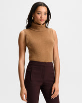 Mazzy Cashmere Sleeveless Sweater in Dark Acorn Brown Melange