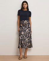Clover Paisley Midi Skirt in Black Multi