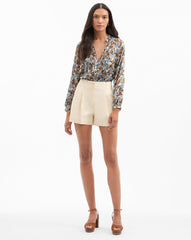 Devina Pleated Short in Ecru