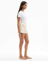 Jazmin Gold-Print Short in Off-White/Gold