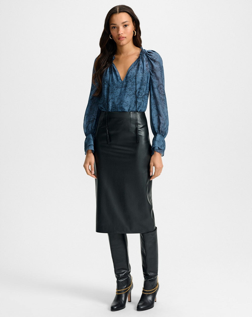 Holmes Midi Pencil Skirt in Black