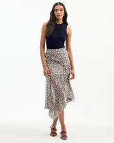 Eleonora Asymmetric Silk Midi Skirt in Paisley