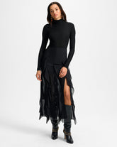 Ava Silk Maxi Skirt in Black