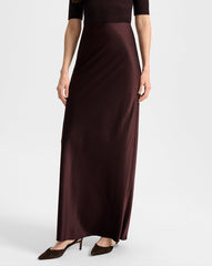 Medina Silk Maxi Skirt in Maroon Dark Currant