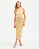Allora Beaded Midi Skirt in Yellow Chamomile